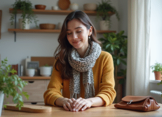 Accessoires : importance et utilité dans la vie quotidienne Femme arrangeant ses accessoires dans un salon cosy