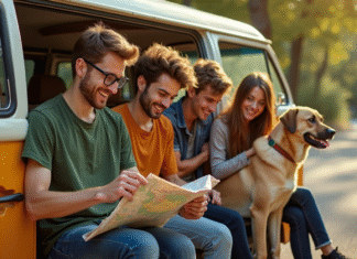 Personnages de Scooby-Doo : qui fait quoi dans la bande ? Cinq amis dans un van vintage au bord d'une route ensoleillee