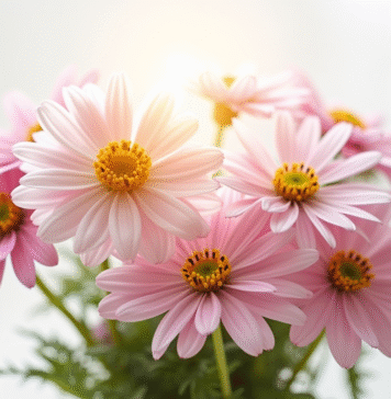 Bouquet d'anemones et d'asteres sous lumière naturelle