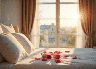 Séjour romantique en Bretagne : découvrez les hôtels les plus envoûtants Chambre romantique en Bretagne avec lit blanc et lumiere naturelle