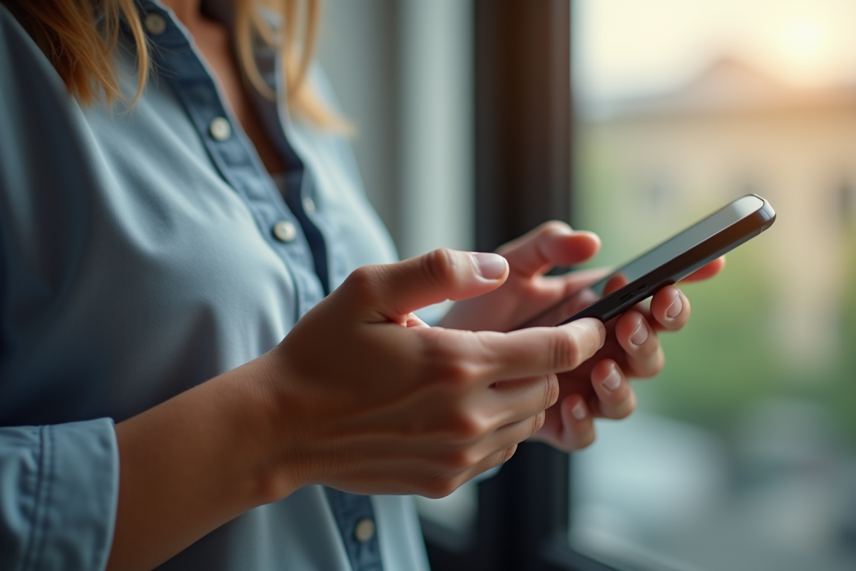 Deux mains utilisant un smartphone pour confirmer un rendez-vous