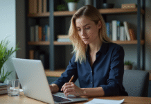 Mesurer la croissance économique : indicateur le plus utilisé Femme professionnelle analysant des données économiques au bureau