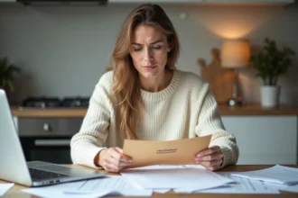Femme frustrée avec documents et lettre de résiliation