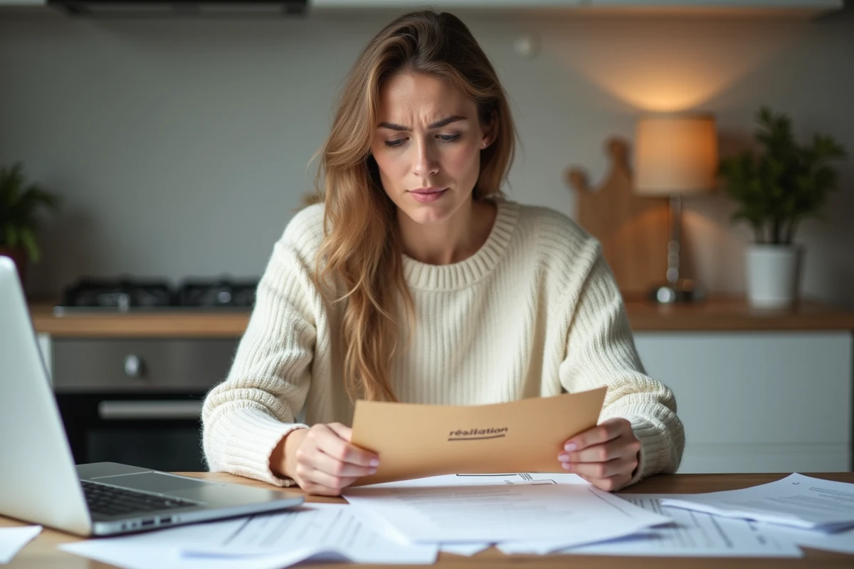 Femme frustrée avec documents et lettre de résiliation
