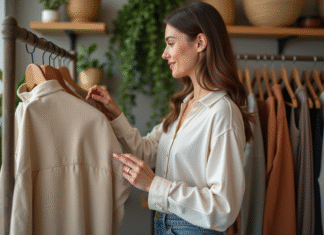 Mode durable : qui a initié cette tendance responsable ? Femme examinant des vêtements en coton bio dans une boutique