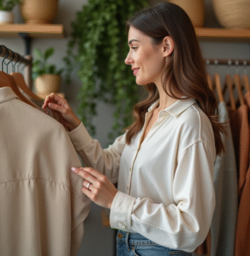 Mode durable : qui a initié cette tendance responsable ? Femme examinant des vêtements en coton bio dans une boutique