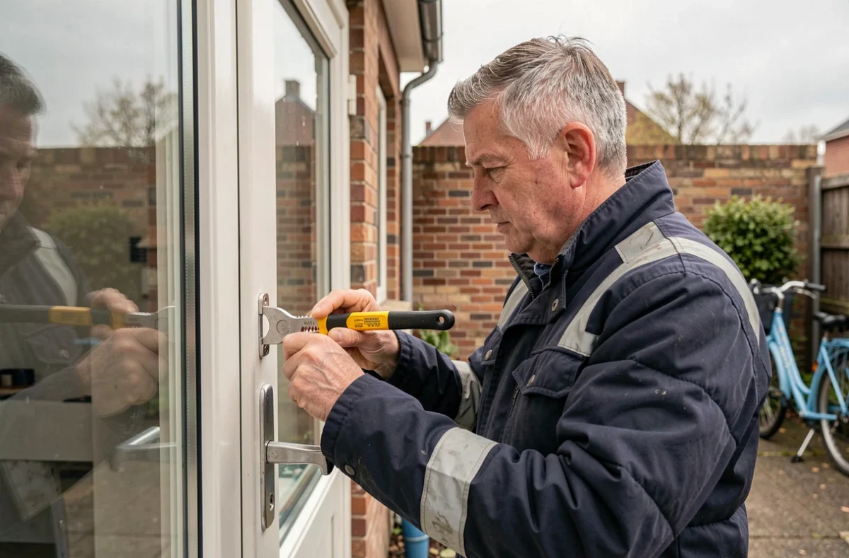 Serrurier de Fubat utilisant une technique d'ouverture non destructive sur une porte uPVC en banlieue de Strasbourg