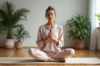 Séance de yoga avec patch CBD dans un gymnase britannique
