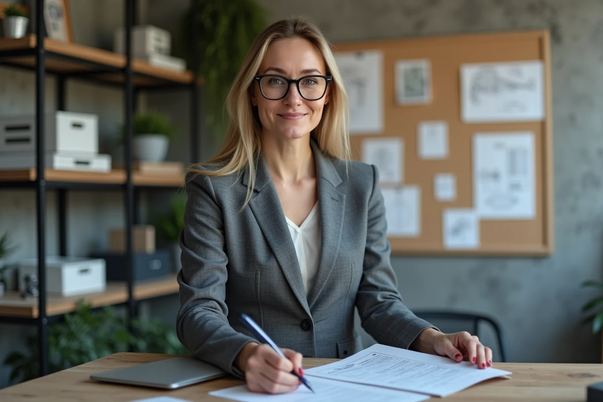 Ingénieure signant un contrat d