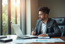 Jeune professionnel en bureau lumineux et moderne