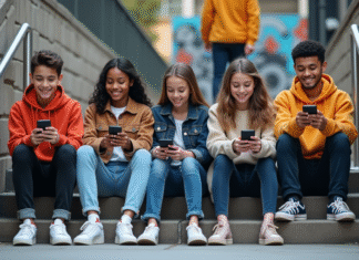 Mode jeune : l’influence de la mode sur la jeunesse d’aujourd’hui Groupe de jeunes décontractés en ville avec mode streetwear