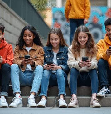 Mode jeune : l’influence de la mode sur la jeunesse d’aujourd’hui Groupe de jeunes décontractés en ville avec mode streetwear