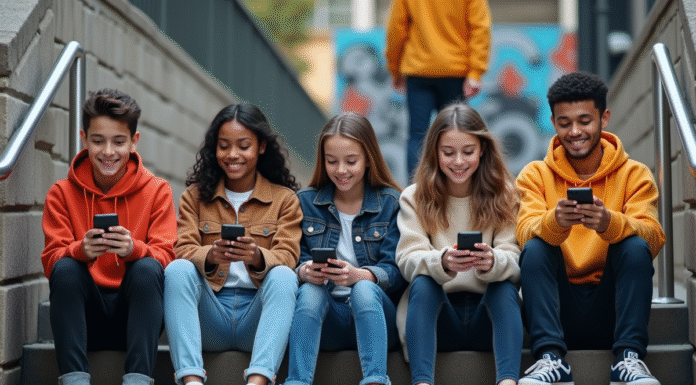 Groupe de jeunes décontractés en ville avec mode streetwear